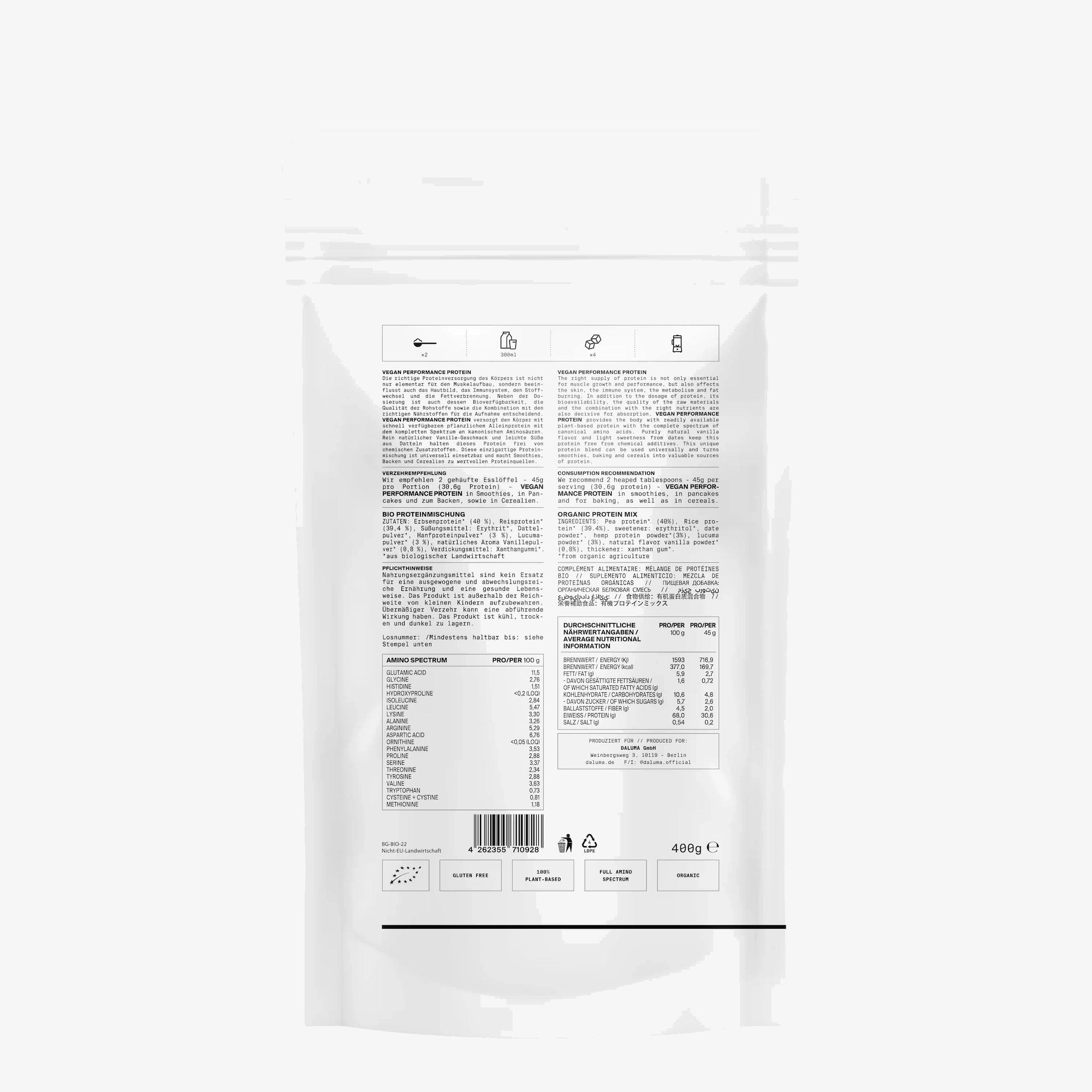 Veganes Performance Protein · Vanille 400g - Image 2